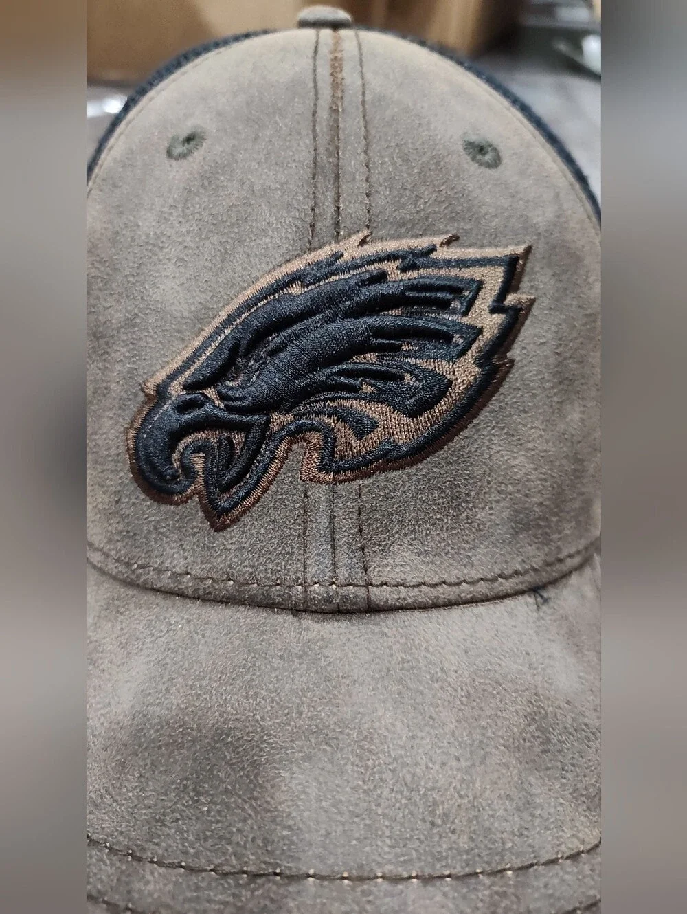 NFL Philadelphia Eagles Burnt Logo Suede Brown/Black Trucker Snapback Hat Cap OS